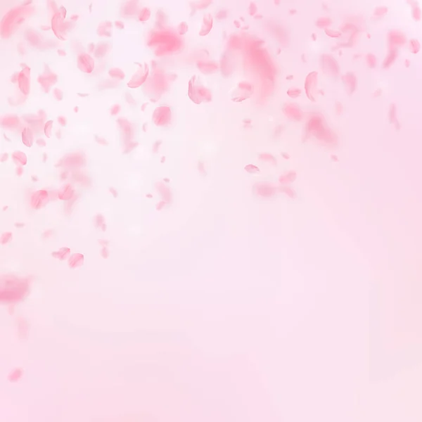 Sakura-Blütenblätter fallen herunter. Romantische rosa Blumen — Stockvektor