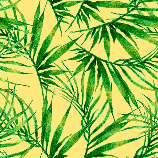 Tropical seamless pattern. Watercolor chaotic palm