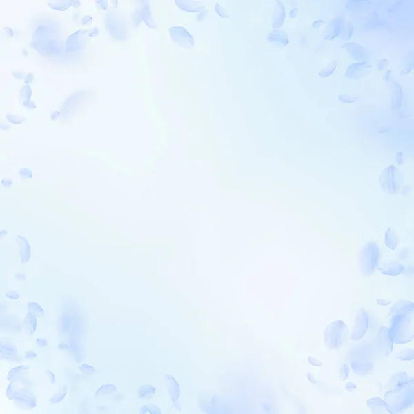 Light blue flower petals falling down. Enchanting — Stock Vector