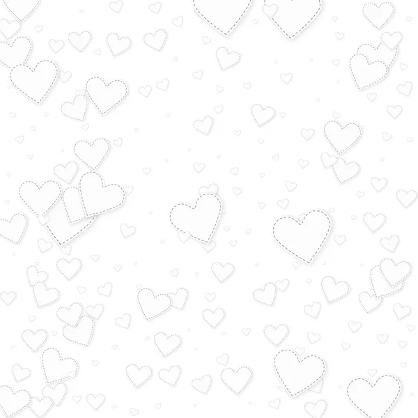 Jantung putih cinta confettis. Valentine hari fallin - Stok Vektor