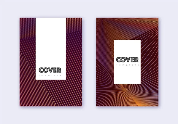 Set di modelli di design per cover Hipster. Arancione astratto — Vettoriale Stock