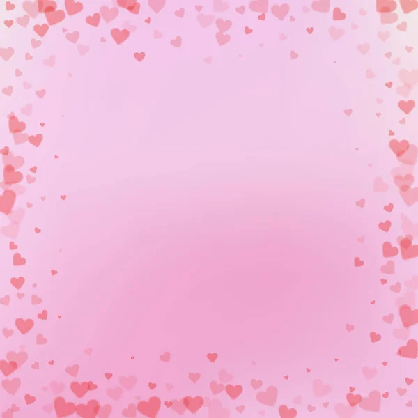 Red heart love confettis. Valentine's day frame re — Stock Vector