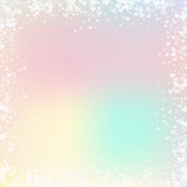 Beyaz kalp aşk confettis. Sevgililer günü çerçevesi 