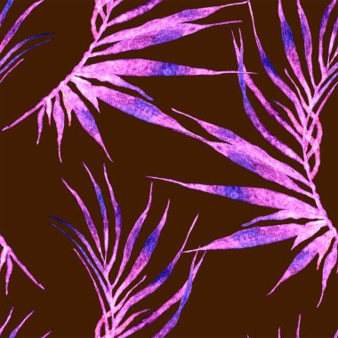 Tropikal seamless modeli. Suluboya eğri palm 