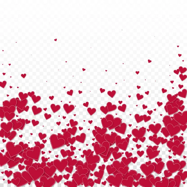 Le cœur rouge adore les confettis. Saint Valentin tombant — Image vectorielle