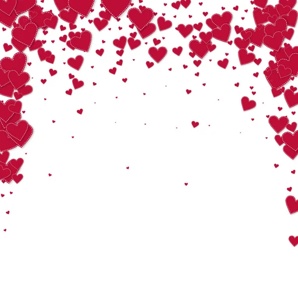 Red heart love confettis. Valentine's day falling — Stock Vector