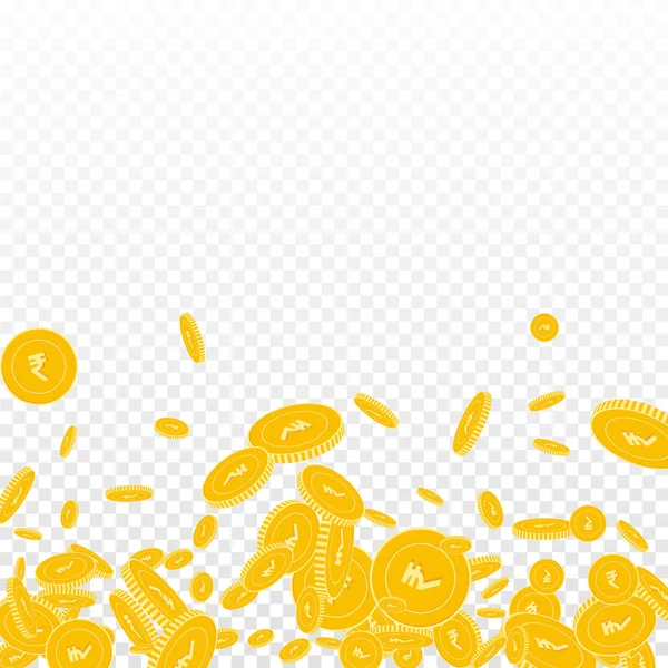 Indian rupee coins falling. Scattered floating INR — Stock Vector