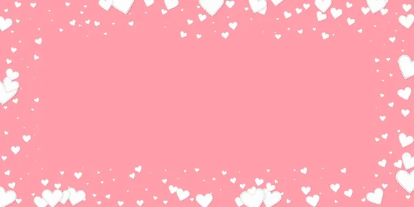 White heart love confettis. Valentine's day frame — Stock Vector