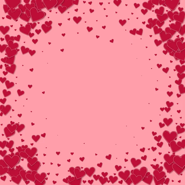 Red heart love confettis. Valentine's day vignette — Stock Vector