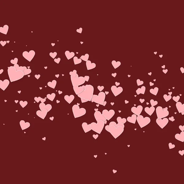 Rosa hjärta kärlek confettis. Alla hjärtans dag faller — Stock vektor