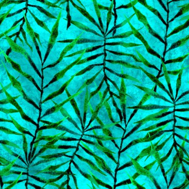 Tropikal seamless modeli. Suluboya dikenli palm 