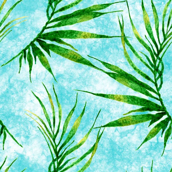 Tropical seamless pattern. Watercolor curved palm 
