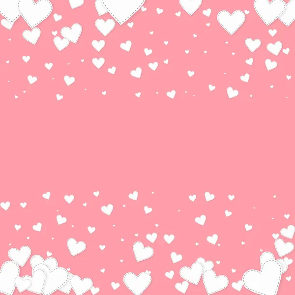 White Heart Love Confettis Valentine Day Borders Excellent Background Falling — Stock Vector