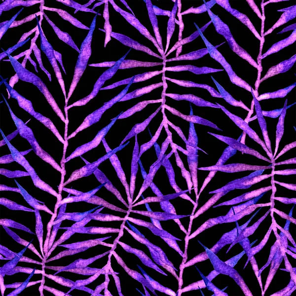 Tropical seamless pattern. Watercolor thorny palm 