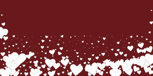 Białe serce kocha confettis. Walentynki fallin — Wektor stockowy