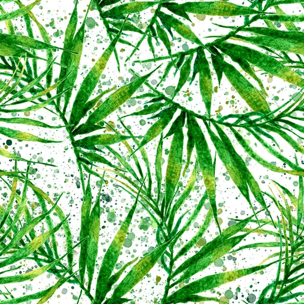 Tropical seamless pattern. Watercolor chaotic palm