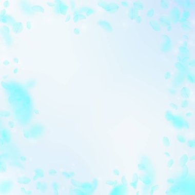 Turkuaz çiçek yaprakları aşağı düşen. Yaratıcı rom