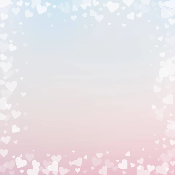 Witte hart liefde confettis. Aftelkalender voor Valentijnsdag frame — Stockvector