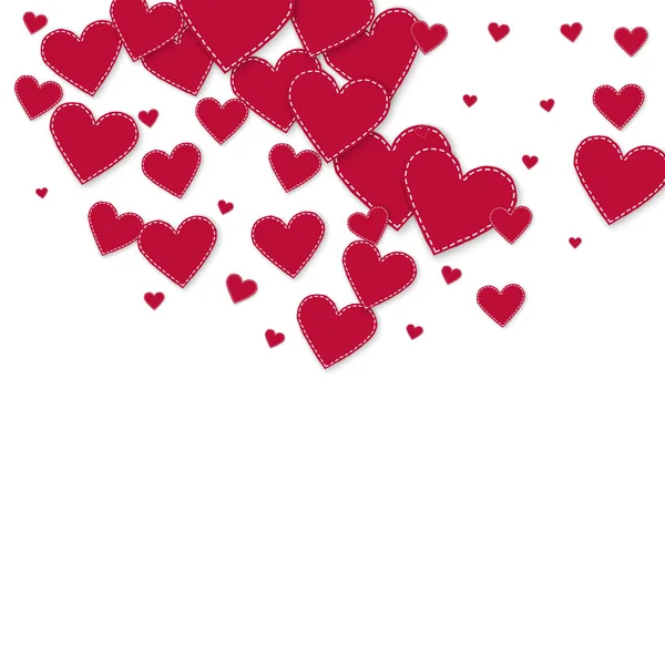 Červené srdce lásku confettis. Valentýna semicirc — Stockový vektor