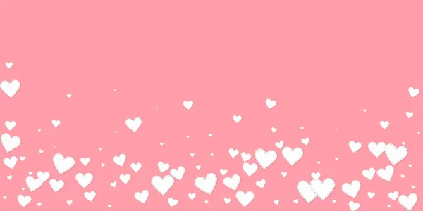 Witte hart liefde confettis. Valentijnsdag zonneschijn — Stockvector