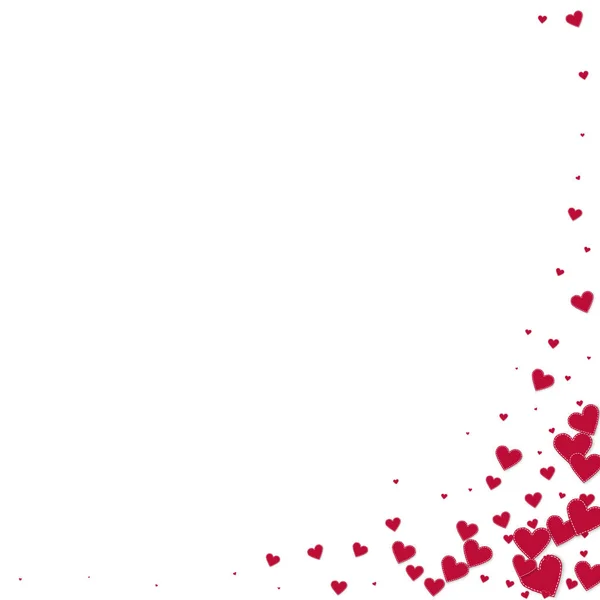 Rött hjärta kärlek confettis. Alla hjärtans dag hörnet c — Stock vektor