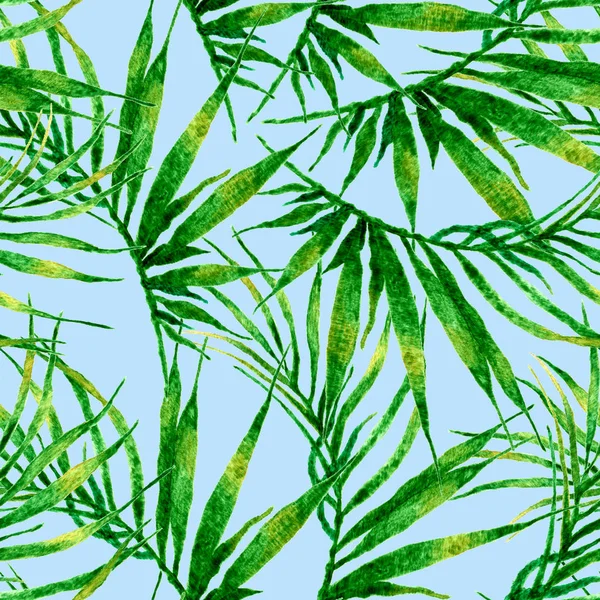 Tropical seamless pattern. Watercolor chaotic palm