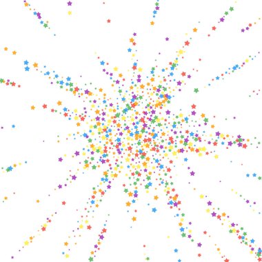 Şenlikli konfeti. Kutlama yıldızları. Gökkuşağı parlaklığı