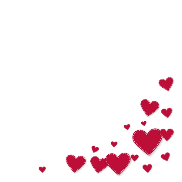 Rood hart liefde confettis. Aftelkalender voor Valentijnsdag hoek b — Stockvector