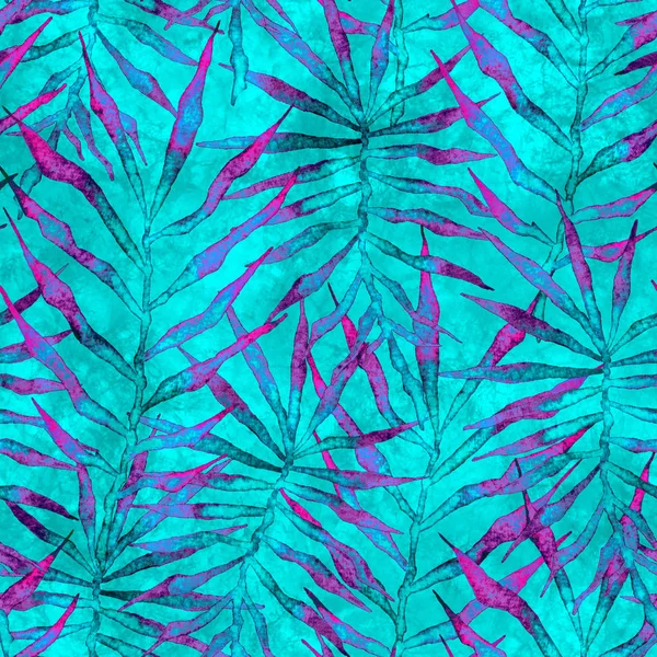 Tropical seamless pattern. Watercolor thorny palm 