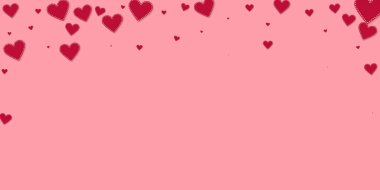 Kırmızı kalp konfetileri sever. Sevgililer Günü düşüyor 