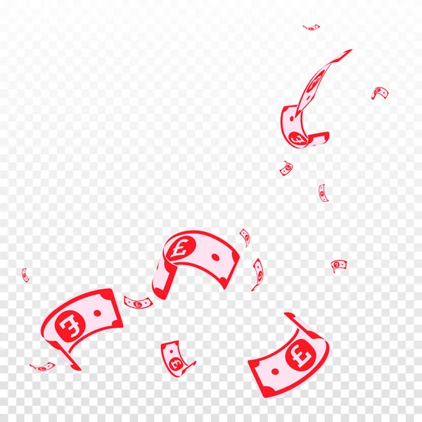 Les notes de livre sterling tombent. Billets de GBP aléatoires sur t — Image vectorielle