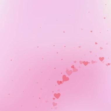 Kırmızı kalp aşk confettis. Sevgililer günü köşe d