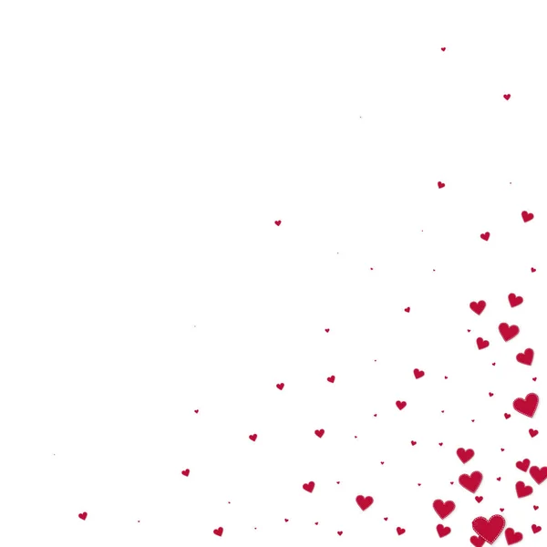 El corazón rojo ama los confettis. San Valentín esquina del día m — Vector de stock