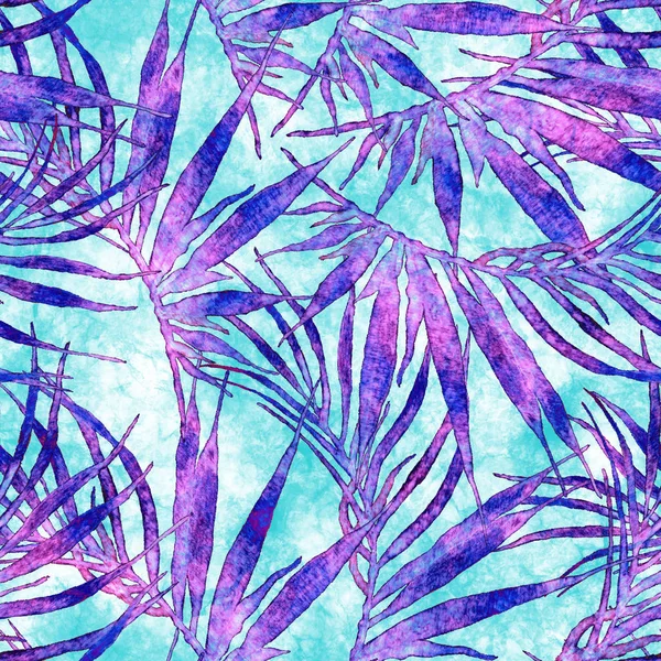 Trópusi varrat nélküli mintát. Akvarell kaotikus palm — Stock Fotó