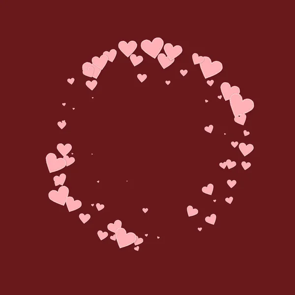 Różowe serce miłość confettis. Walentynkowa rama c — Wektor stockowy