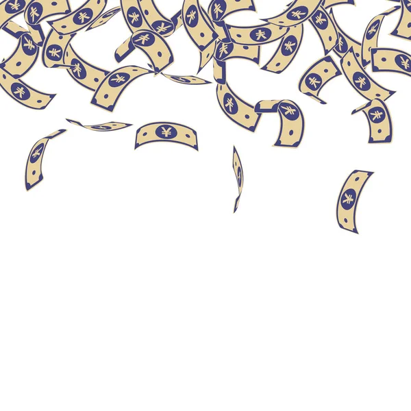 人民币现钞贬值.将CNY的票据漂浮在 — 图库矢量图片