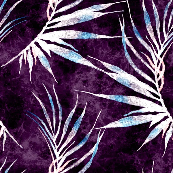 Tropical seamless pattern. Watercolor curved palm 