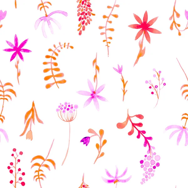 Cute watercolor floral seamless pattern. Pink boho — Stock Photo, Image