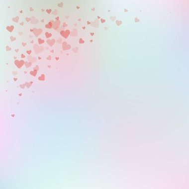 Kırmızı kalp aşk confettis. Sevgililer günü köşe c