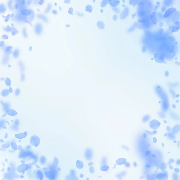 Mörk blå blomblad faller ner. Underbara rom — Stock vektor