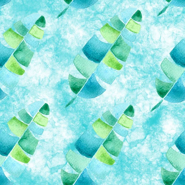 Tropical seamless pattern. Watercolor childlike pa