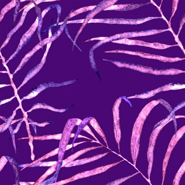 Tropical seamless pattern. Watercolor swaying palm