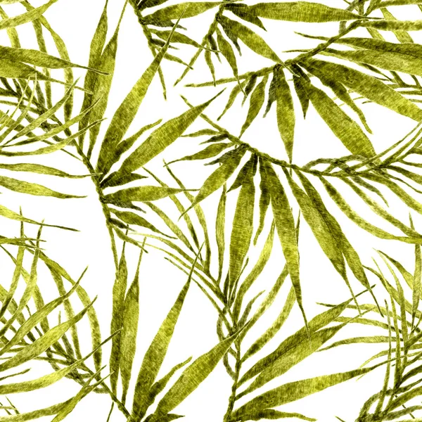 Tropical seamless pattern. Watercolor chaotic palm