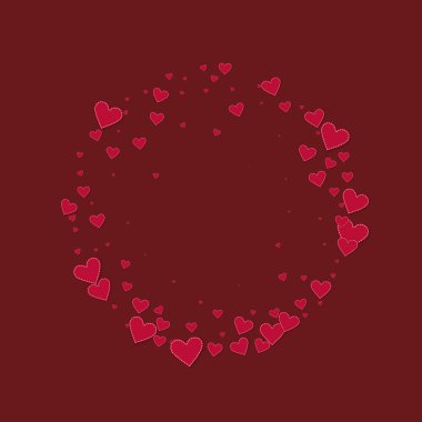 Kırmızı kalp aşk confettis. Sevgililer günü çerçevesi ec