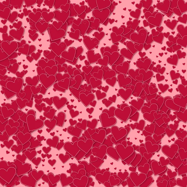 Rood hart liefde confettis. Aftelkalender voor Valentijnsdag patroon — Stockvector