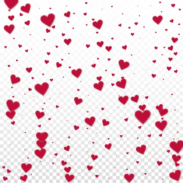 El corazón rojo ama los confettis. Día de San Valentín caída — Vector de stock