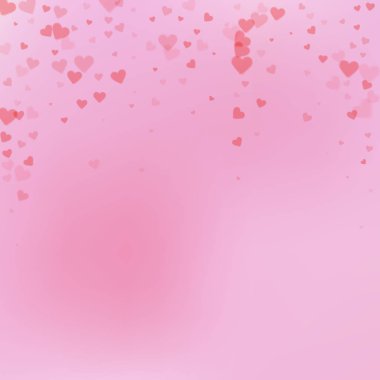 Kırmızı kalp konfetileri sever. Sevgililer Günü düşüyor 