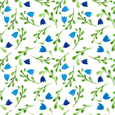 Şirin suluboya çiçek seamless modeli. Renkli 