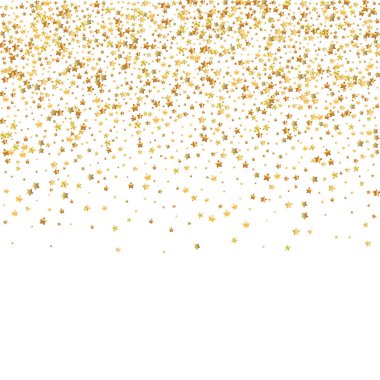 Altın yıldızlı, ışıl ışıl konfeti. Dağınık zm