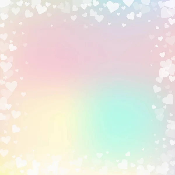 Witte hart liefde confettis. Aftelkalender voor Valentijnsdag frame — Stockvector